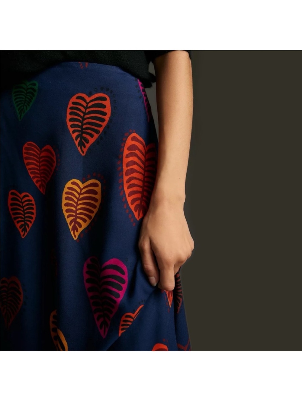 NWT Farm Rio x By Anthropologie Satin Slip Midi Skirt - Multi - Picture 3 of 12